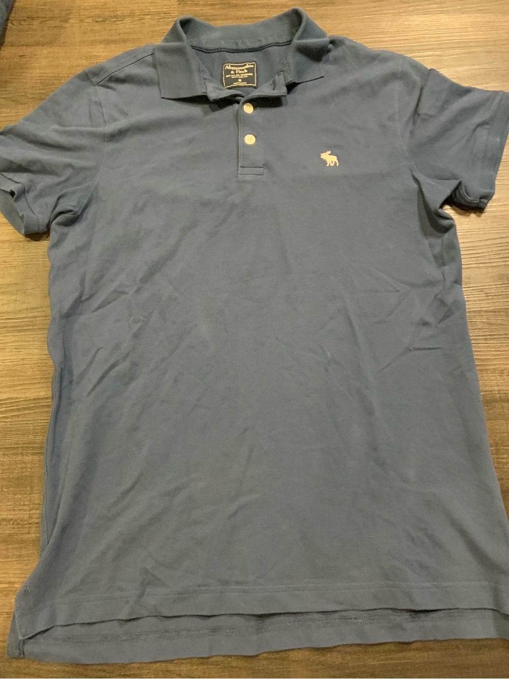 Abercrombie & Fitch Men's Navy Polo with Contrast Moose Logo